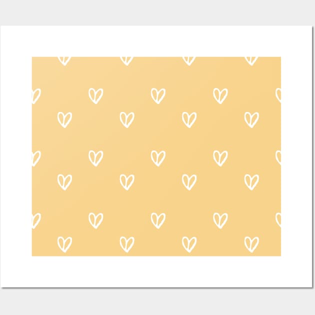 Heart Pattern Orange Background Wall Art by Pattern Lab 